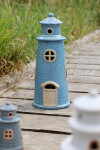 Chic Antique Svítící dekorace LED Lighthouse Opal Blue, modrá barva, keramika