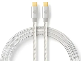 Nedis USB-C - USB-C stříbrná / Datový kabel / USB 2.0 / 100 W / 480 Mbps / 1 m / Opletený (CCTB60800AL10)