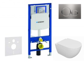 GEBERIT - Duofix Set předstěnové instalace, klozetu Oudee a sedátka softclose, tlačítko Sigma20, nerez SANI11CA6100