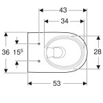 GEBERIT - Selnova Závěsné WC, 530x360 mm, Rimfree, bílá 501.545.01.1