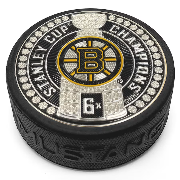 Mustang Puk Boston Bruins 6-Time Stanley Cup Champions 3'' Dynasty Trimflexx Puck