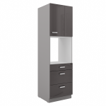 Vysoká skříňka pro vestavnou troubu 60 DPS-210 3S 1F - Premium Box Barva korpusu: Šedá, Barva dvířek: Šedý lesk (Šedá)