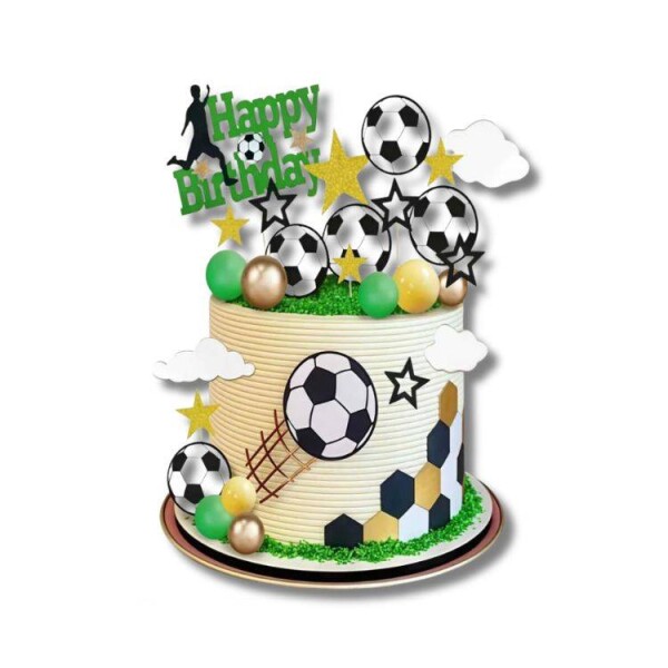 Dortisimo Zápich do dortu Happy Birthday s fotbalovým motivem, hvězdami a koulemi (29 ks)