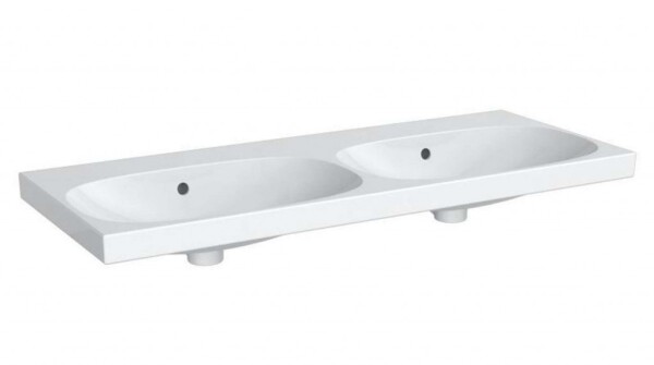 GEBERIT - Acanto Dvojumyvadlo 120x48 cm, bez otvoru pro baterii, s přepadem, s KeraTect, bílá 500.628.01.8