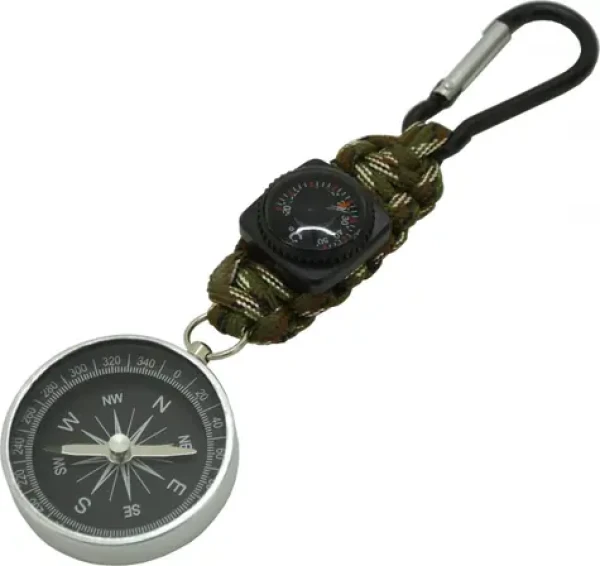 Cattara Přívěšek OUTDOOR s teploměrem a kompasem / Přívěšek / paracord / karabinka / 16 cm