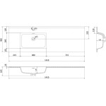 MEXEN - Otis umyvadlo zapuštěné do desky levá 141 x 46,5, bílá mat 25181401L