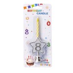 Dortisimo Svíčka žlutá s LED stříbrným podstavcem ve tvaru hvězdy číslo 8