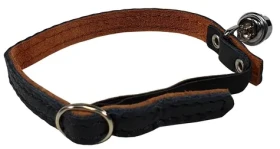 HUHUBAMBOO Kožený obojek pro kočky černý / 1x32 cm (352984)