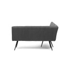 Lavice rohová, šedá látka v dekoru broušené kůže, černý kov