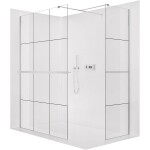 CERANO Sprchová zástěna Walk-in Onyx T L/P - 8 mm - hranatá vzpěra + polička/držák na ručníky - chrom, industriální sklo - 150x150x200 cm