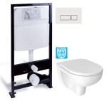 PRIM předstěnový instalační systém s bílým tlačítkem 20/0042 + WC JIKA LYRA PLUS RIMLESS + SEDÁTKO DURAPLAST PRIM_20/0026 42 LY1