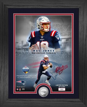 Highland Mint Obraz New England Patriots NFL Mac Jones Germany Game Silver Coin Photo Mint