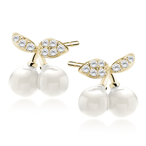 LUNICA Stříbrné pozlacené náušnice CHERRIES 1055