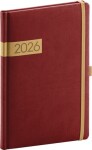 Týdenní diář Twill 2026, bordó-zlatý