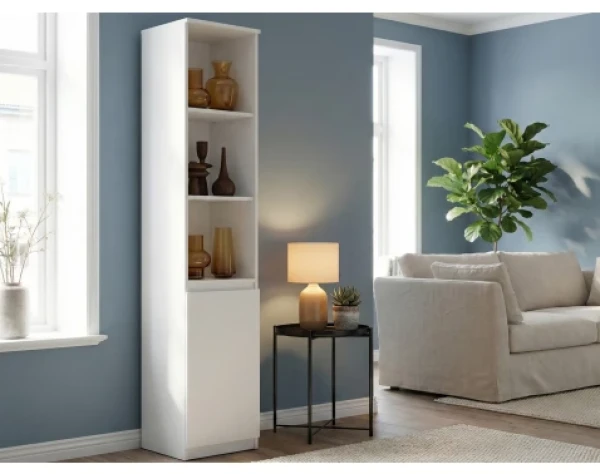 Regál s dvířky Carlos, bílý, šířka 40 cm