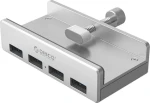 Orico USB hub s upínací svorkou / USB hub / 4x USB-A / USB 3.0 Gen1 / hliníkové tělo (MH4PU-P-SV-BP)