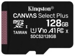 Kingston Canvas Plus microSDXC 128GB bez adaptéru / UHS-I / Class 10 / čtení: až 100 MBs / zápis: až 85MBs (SDCS2/128GBSP)