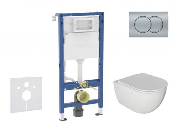 GEBERIT - Duofix Set předstěnové instalace, klozetu Oudee a sedátka softclose, tlačítko Delta01, matný chrom SANI11CA1125B