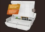 MikroTik CSS610-8P-2S+OUT / Switch / 8x GbE RJ-45 / 2x 10G SFP+ / PoE-Out 120W / vestavěná UPS / bez zdroje (CSS610-8P-2S+OUT)