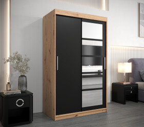 Šatní skříň Abi Ro1 Barva korpusu: Dub artisan, Rozměry: 120 cm, Dveře: Černá