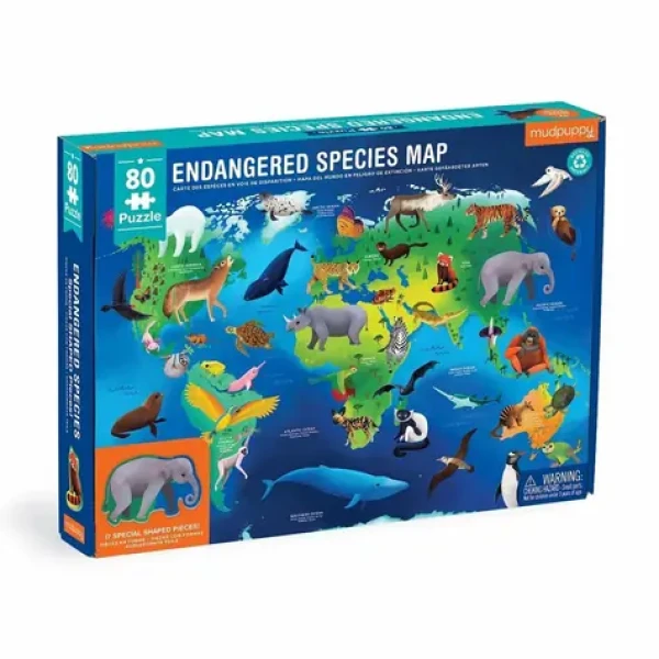 Mudpuppy Puzzle Ohrožené druhy zvířat celého světa