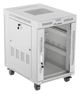 Lanberg Rack 15U/600x800 šedá / Stojanový rozvaděč / 19" / Flat pack / Skleněné dveře / LCD (FF01-6815-12SL)