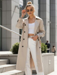 Dámský dvouřadý trenčkot s kapucí světle béžový FashionStreet TY5655 S