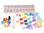 Mamido Montessori dřevěná hra s čísly a magnetickým prutem 77 dílků