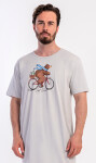 Pánská noční košile s krátkým rukávem Méďa na kole šedá XL