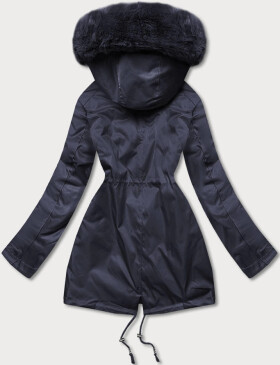 Tmavě modrá dámská zimní bunda s kožešinovou podšívkou (b550-3) odstíny modré 46