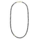Pánský korálkový náhrdelník Enrico Gold - 6 mm šedý labradorit, Šedá 55 cm
