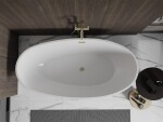 MEXEN/S - Bilbao volně stojící vana 180 x 90, bílá/černá, sifon a přepad zlatá kartáčovaná 51311809075-55