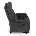 Relaxační křeslo, elektrické kabelové ovládání, šedá, látka, TV-L8960 GREY2
