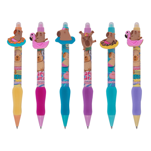 Colorino gumovatelné pero, Kapybara, 36 ks, modrá náplň, displej - 36ks