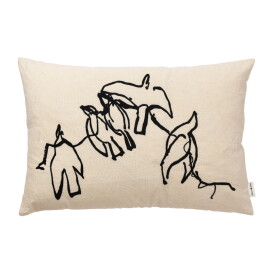 Ferm Living Povlak na polštář s výšivkou Vuelo Natural 40 x 60 cm, krémová barva, textil