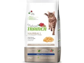 Natural Trainer Cat HAIRBALL kuřecí 1.5kg / Granule pro kočky / pro dospělé kočky zaměřené na smotky chlupů v trávení (8059149246932)