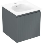 MEXEN/S - Rivel koupelnová skříňka 45 cm s umyvadlem Vela, 1 šuplík, reliéf , grafit mat/bílá mat 91A20-04547-1-BF66-W23M01