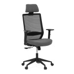 Židle kancelářská, černá MESH síťovina, černá látka, plastový kříž, synchronní mechanismus, kolečka pro tvrdé povrchy