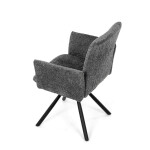 Židle jídelní, šedá látka, černý kov, otočný mechanismus 90°/90° (L/P) - funkce reset