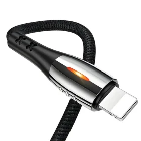 USAMS SJ344 U-Tone černá / Datový kabel Lightning / Rychlonabíjení 2A / Automatické vypnutí / 1,2 m (SJ344USB01)