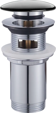 JB Sanitary Umyvadlová výpusť 5/4" s přepadem, velká černá zátka VK21