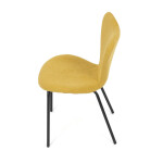 Židle jídelní, žlutá látka, nohy černý kov