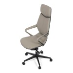 Kancelářské křeslo, šedá ekokůže, houpací mechanismus s aretací ve 4 polohách, kovový kříž, kolečka pro tvrdé povrchy