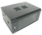 XtendLan Nástěnný rozvaděč 4U černá / Nástěnný rozvaděč / 19" / 600×450 mm / nosnost 60 kg / skleněné dveře (WS-4U-64B-BLACK-P)