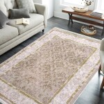 DumDekorace Moderní vintage koberec béžovo-zlatý s orientálním vzorem Šířka: 160 cm | Délka: 220 cm