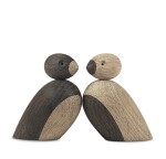 Kay Bojesen Dřevěný ptáček Natural and Smoked Oak Wood – set 2 ks, hnědá barva, přírodní barva, dřevo