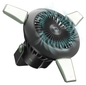 SBS WILD gear / Ventilátor a powerbanka / 5000 mAh / solární dobíjení / světlo / černá
