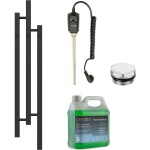 CERANO - Koupelnový elektrický radiátorový set Fabiano - 300W - černá matná - 1200x220 mm CER-542716