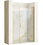 REA - Sprchové dveře 90 bez stěnového profilu HUGO kartáčované zlato REA-K8411