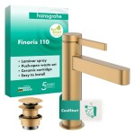 HANSGROHE - Finoris Umyvadlová baterie, s výpustí Push-Open, CoolStart, EcoSmart, kartáčovaný bronz 76024140
